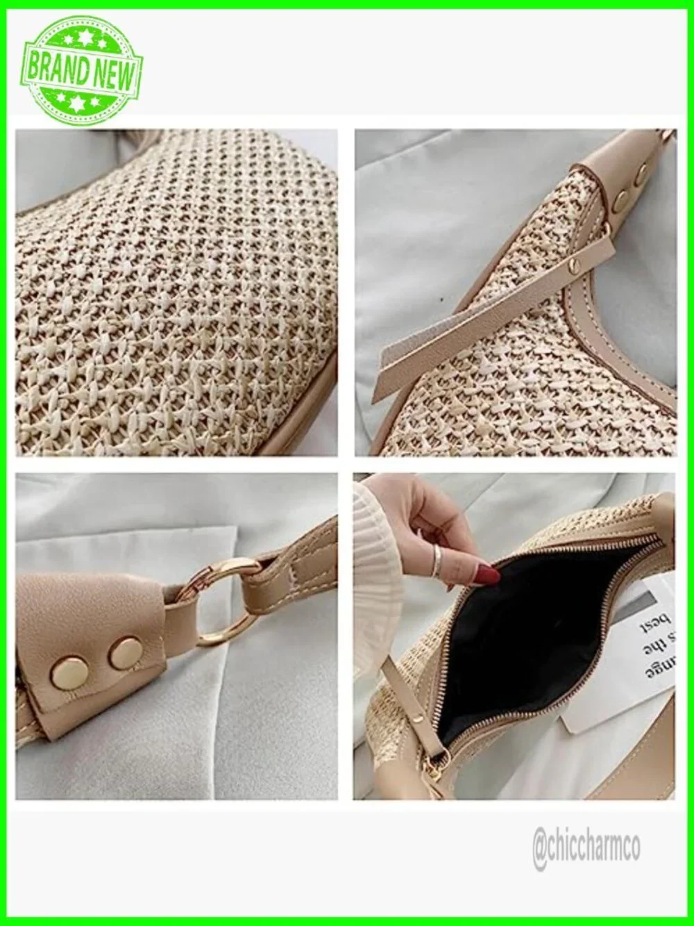 Straw Hobo Tote Bag with Adjustable Strap for Beach Summer Casual